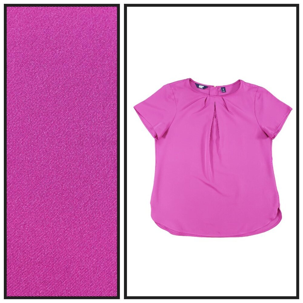Lands' End Pink Pleated Front Blouse Size 10 Short Sleeve Career Top